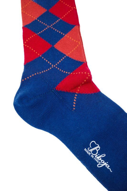 Argyle Navy Cotton Socks