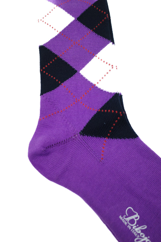 Argyle Purple Cotton Socks