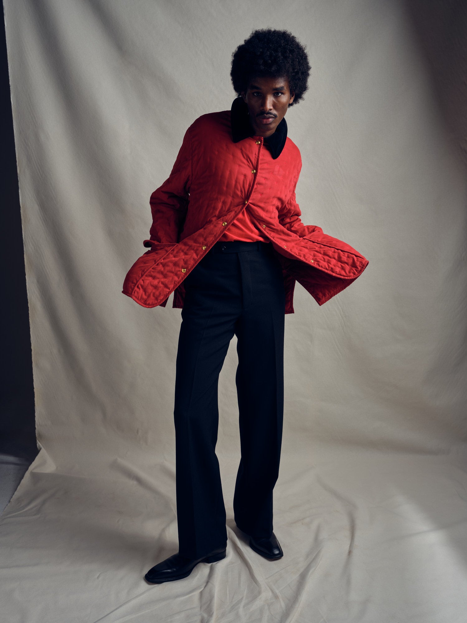 Red Hermès jacket with velvet collar from the 1980s.