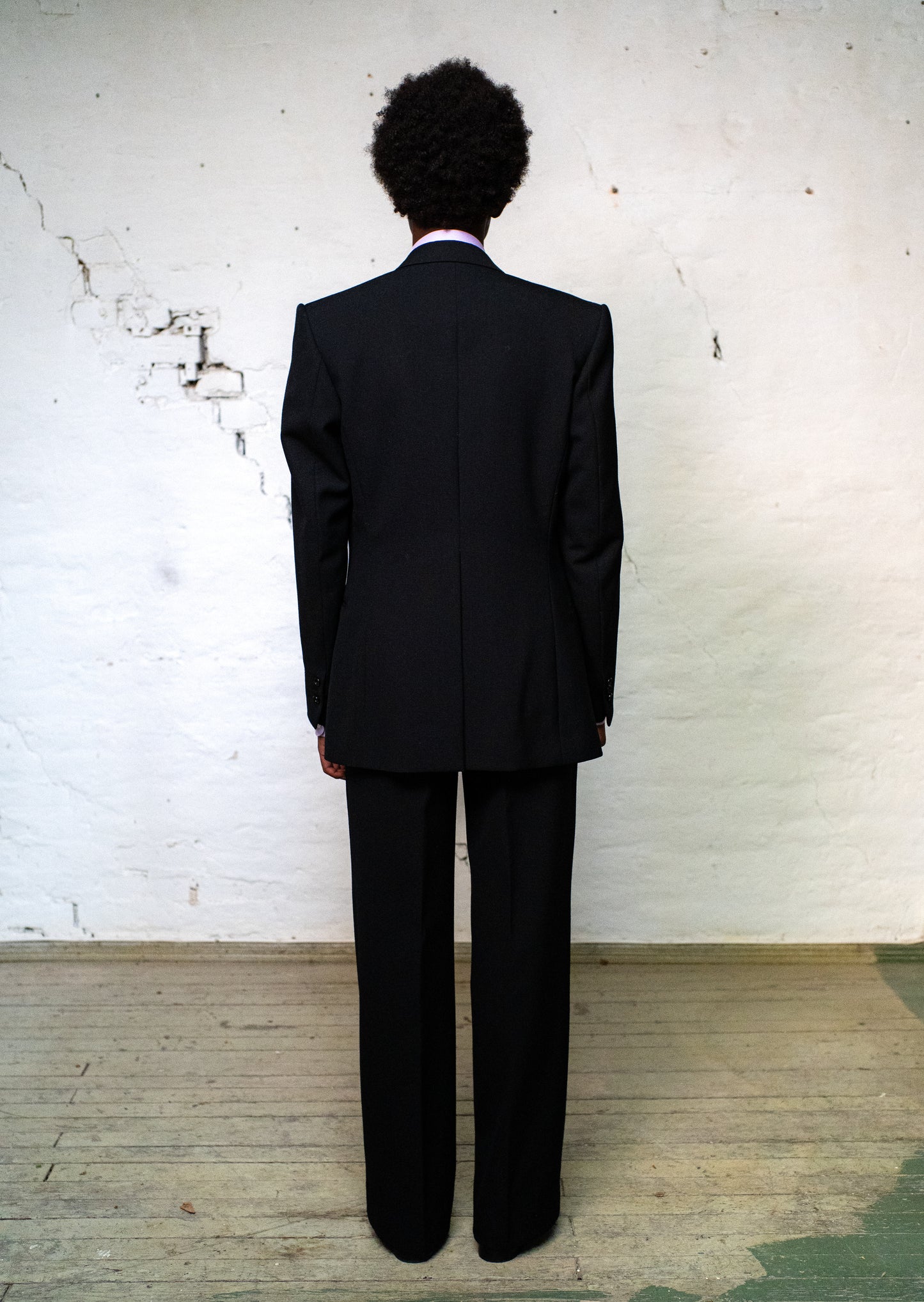 Single-Breasted Suit In English 3-Ply Black Wool Fresco