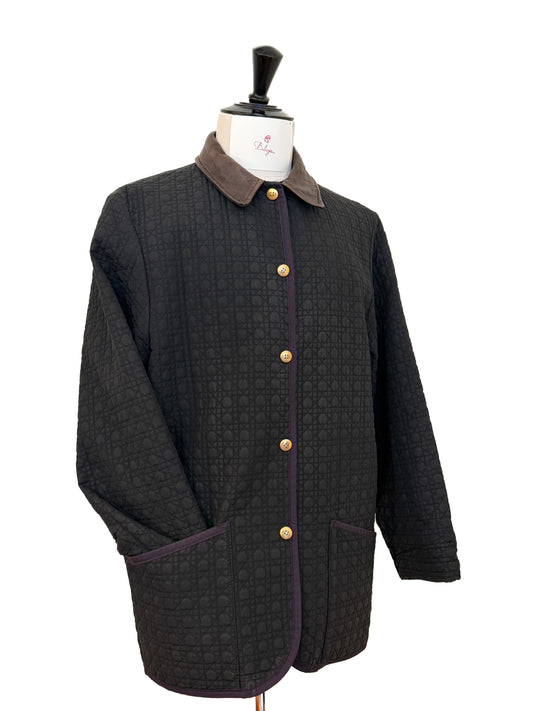 Christian Dior Boutique 1995 jacket with leather collar and silk lining. Designed by then creative Director for Dior, Gianfranco Ferre.