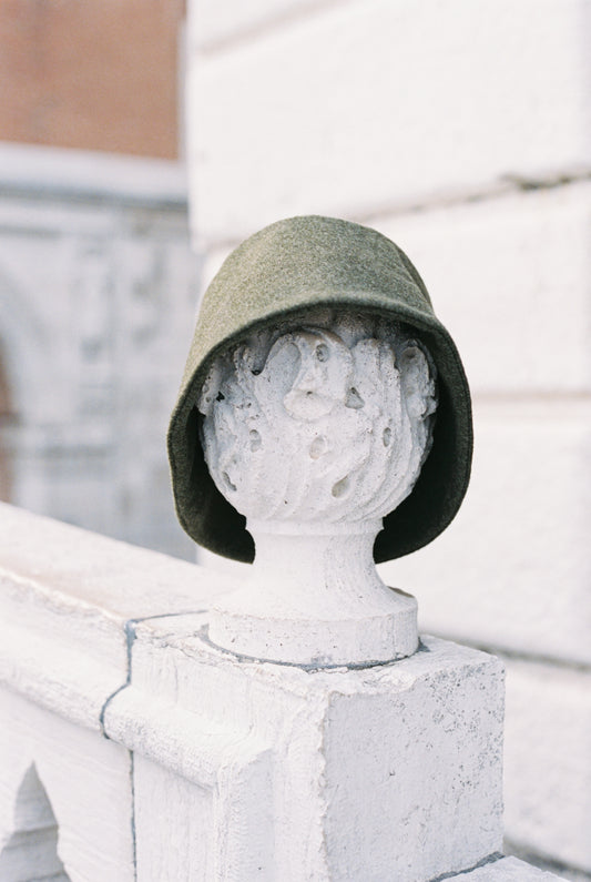 Biboja Kapa Hat in green loden wool with green loden lining